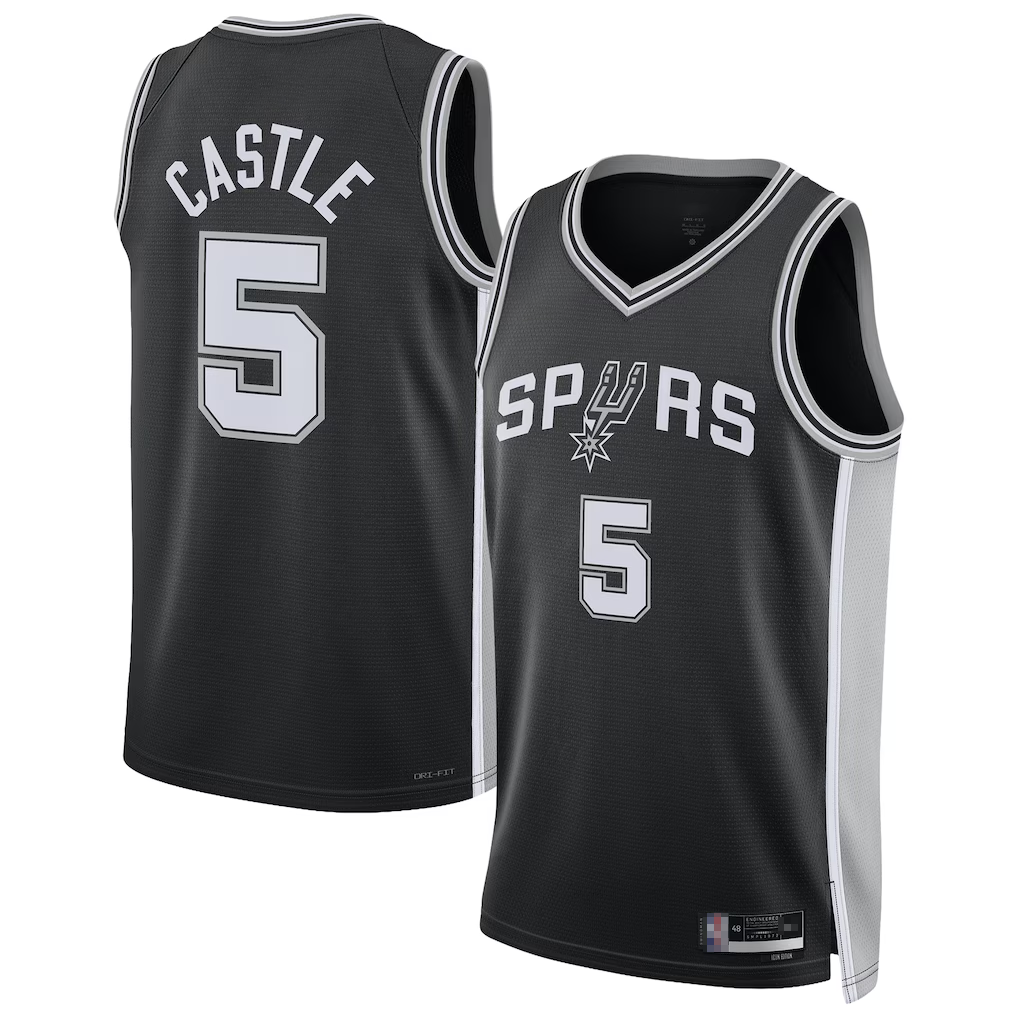 Yuxns SA.Spurs #5 Stephon Castle Black Swingman Stitched Jerseys- Icon Edition