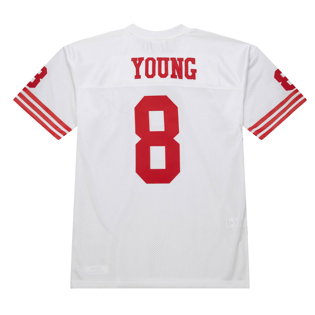 Yuxns SF.49ers 1994 #8 Steve Young Mitchell & Ness White Authentic Throwback Retired Player Puhic Stitched Jerseys