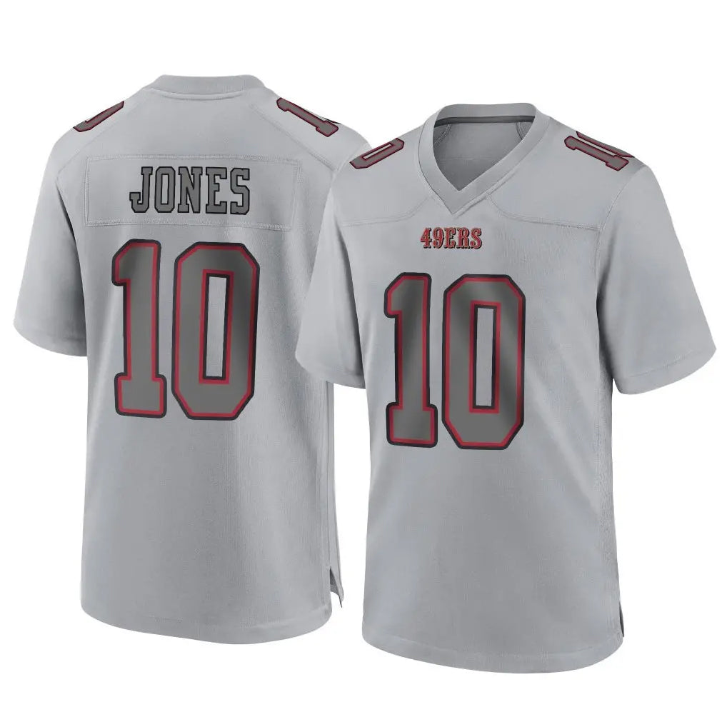 Yuxns SF.49ers #10 Mac Jones Player Gray Atmosphere Fashion Home Game Stitched Jerseys