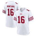 Yuxns SF.49ers #16 Joe Montana Player White Home Game Stitched Jerseys