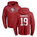 Yuxns SF.49ers #19 Deebo Samuel Sr. Player Red LOGO Pullover Hoodies Home Game Stitched Jerseys