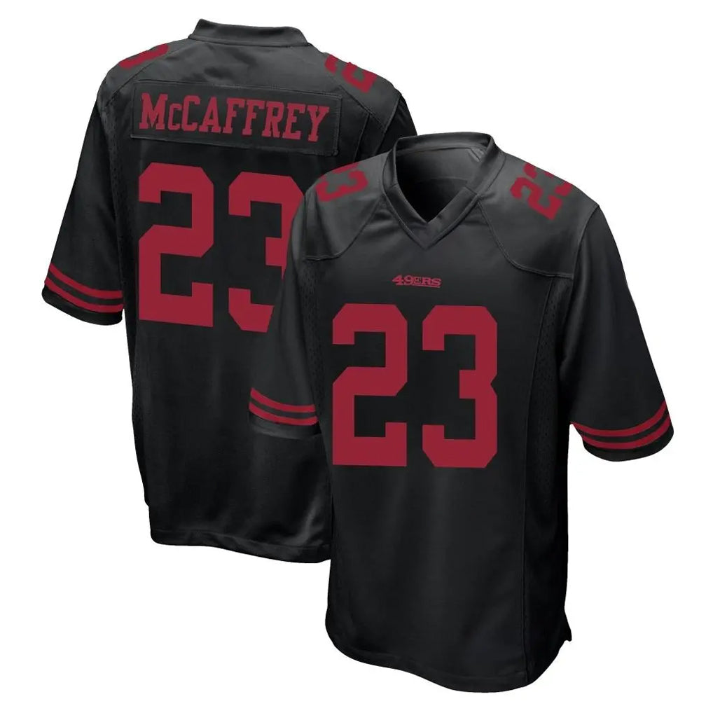 Yuxns SF.49ers #23 Christian McCaffrey Player Black Alternate Home Game Stitched Jerseys