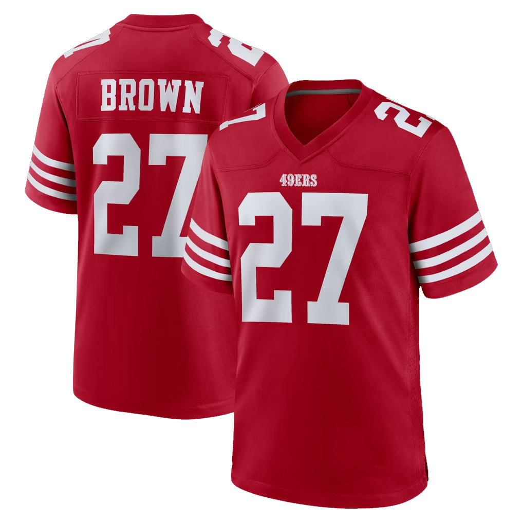 Yuxns SF.49ers #27 Ji'Ayir Brown Player Red Game Home Stitched Jerseys