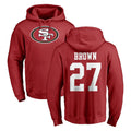 Yuxns SF.49ers #27 Ji'Ayir Brown Player Red LOGO Pullover Hoodies Home Game Stitched Jerseys
