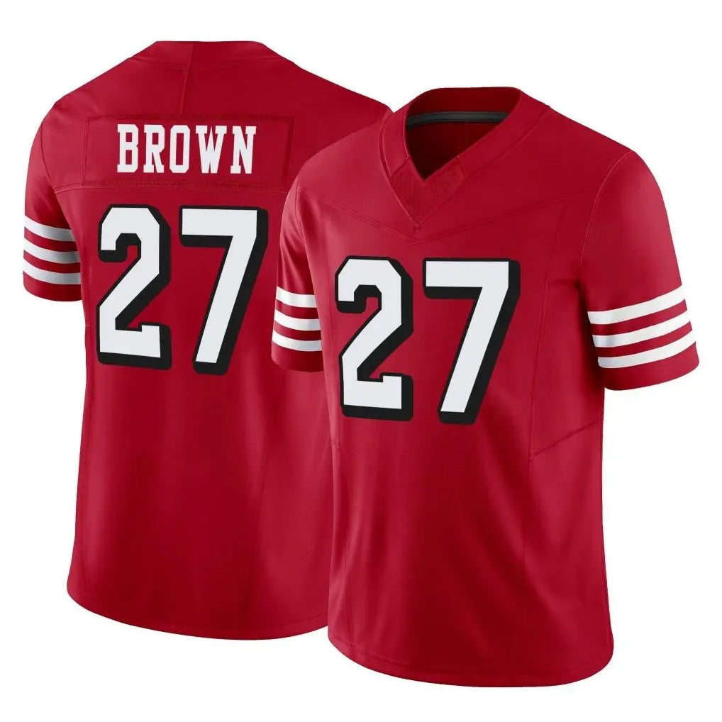 Yuxns SF.49ers #27 Ji'Ayir Brown Player Red Limited Alternate Vapor F.U.S.E. Home Game Stitched Jerseys