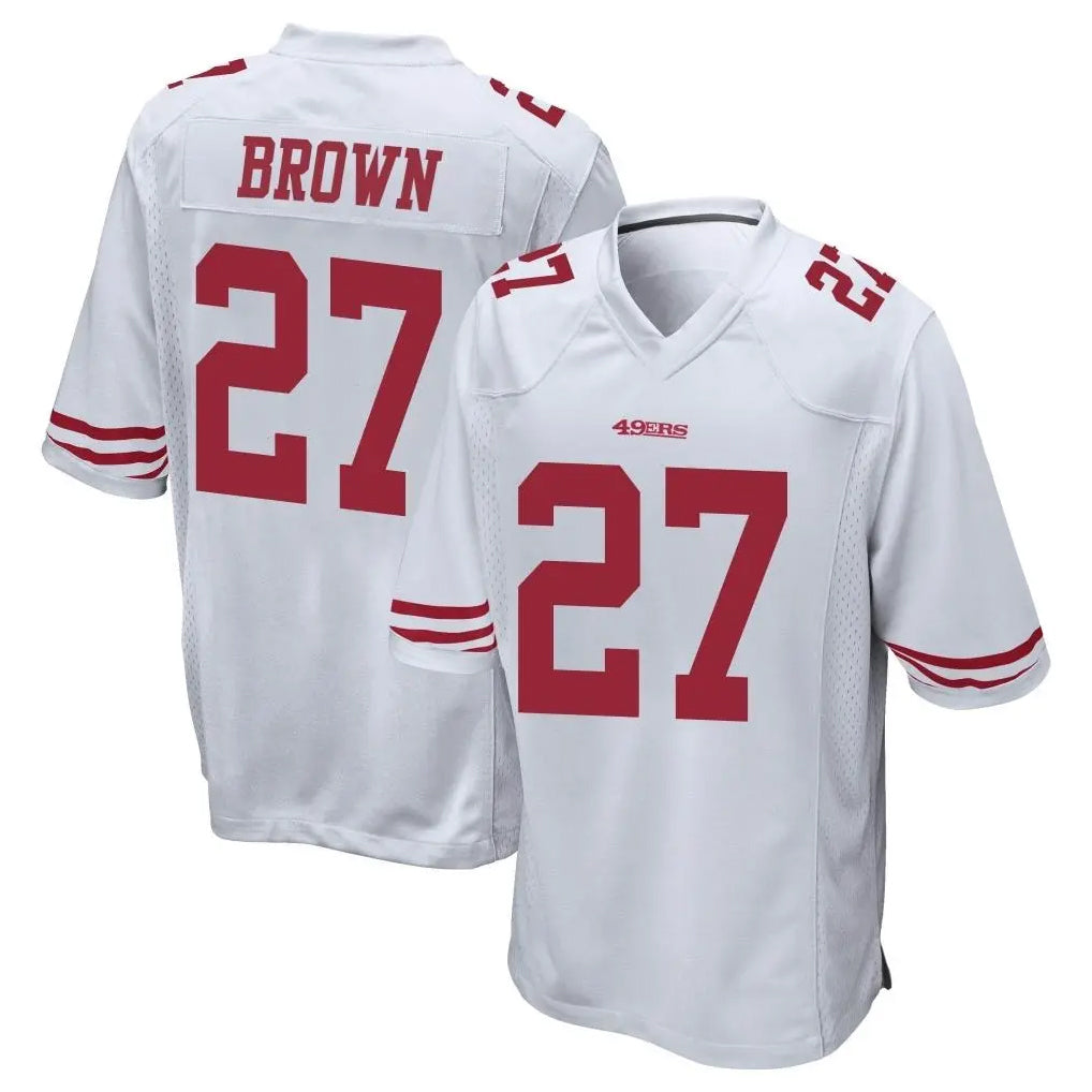 Yuxns SF.49ers #27 Ji'Ayir Brown Player White Home Game Stitched Jerseys