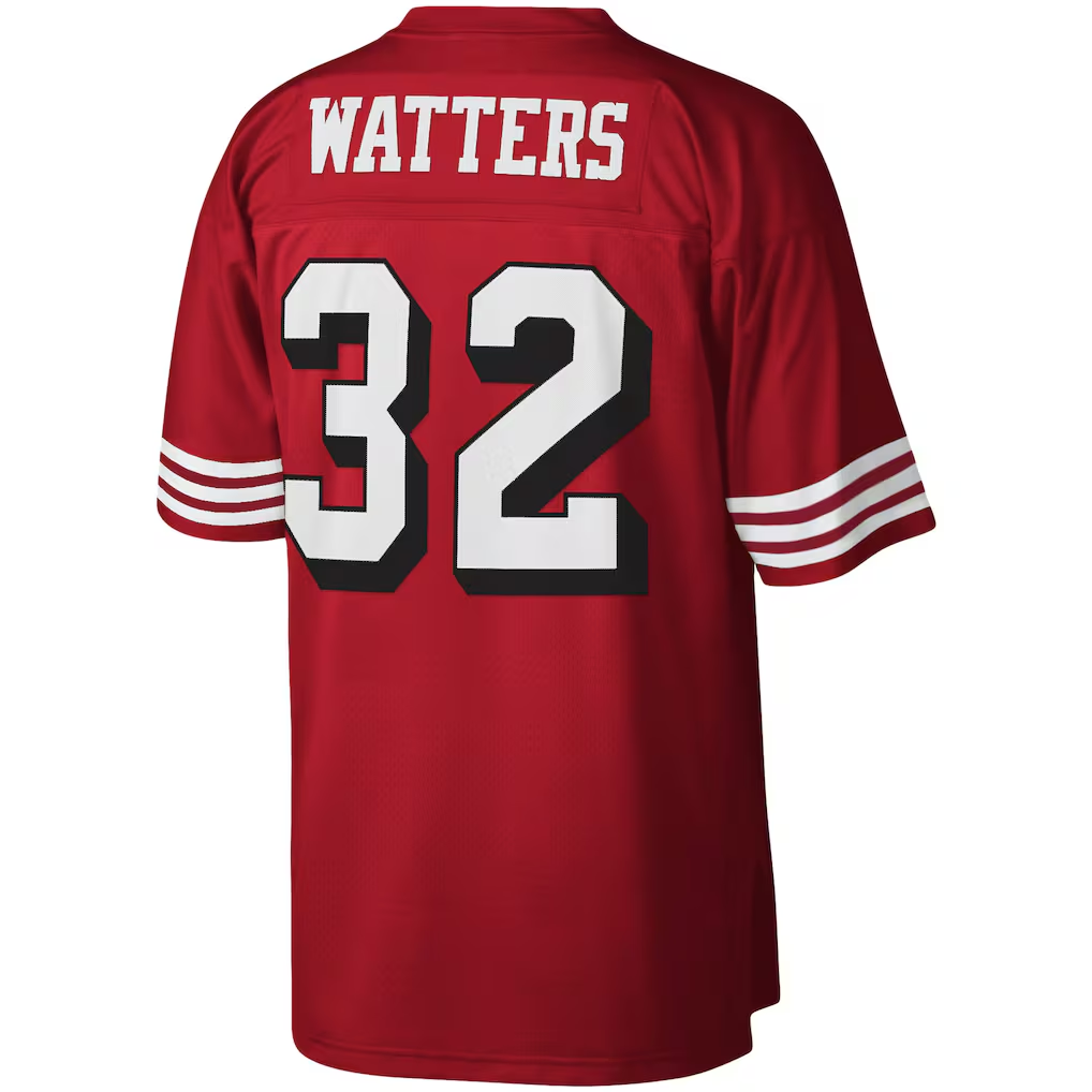 Yuxns SF.49ers #32 Ricky Watters Mitchell & Ness Scarlet Legacy Replica Stitched Jerseys