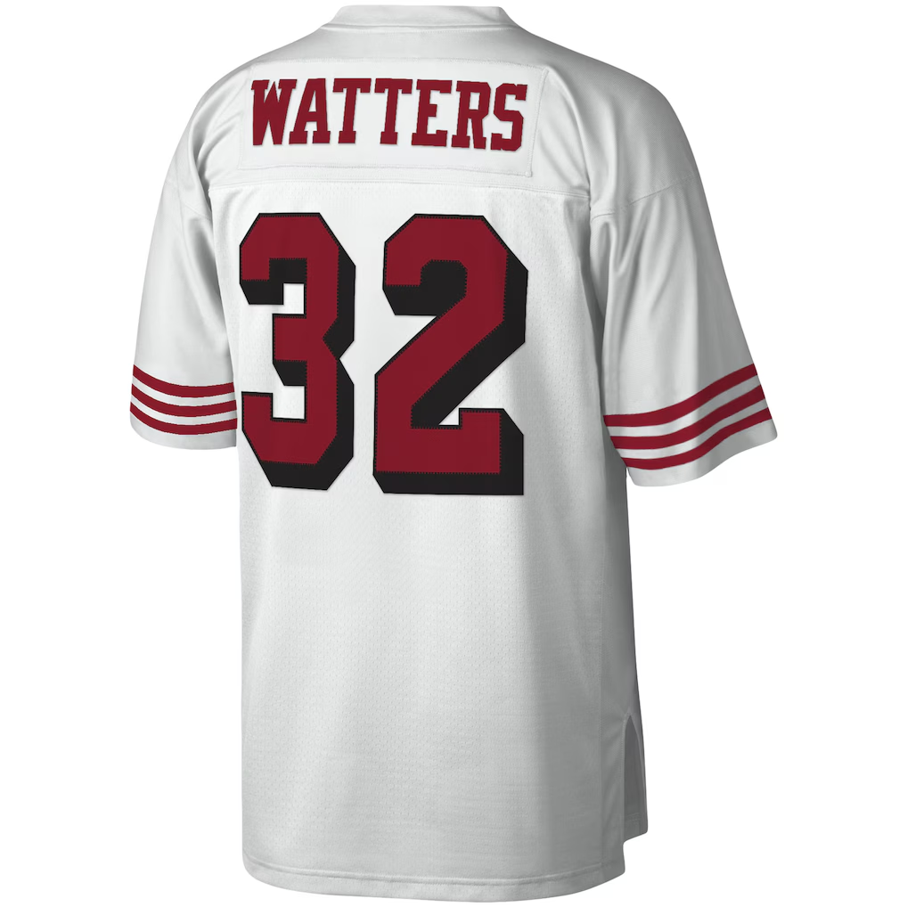 Yuxns SF.49ers #32 Ricky Watters Mitchell & Ness White Legacy Replica Stitched Jerseys