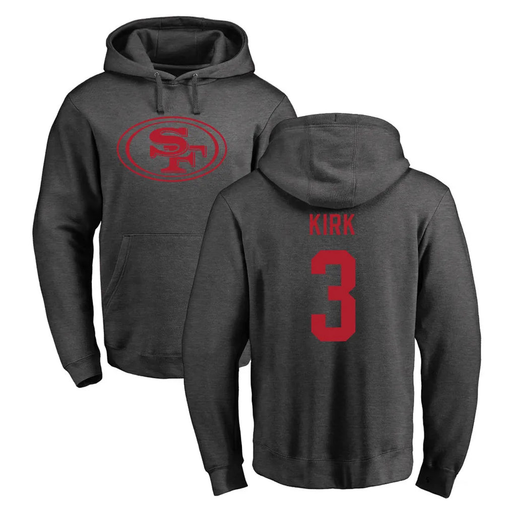 Yuxns SF.49ers #3 Christian Kirk Player Anthracite Pullover Hoodies Home Game Stitched Jerseys