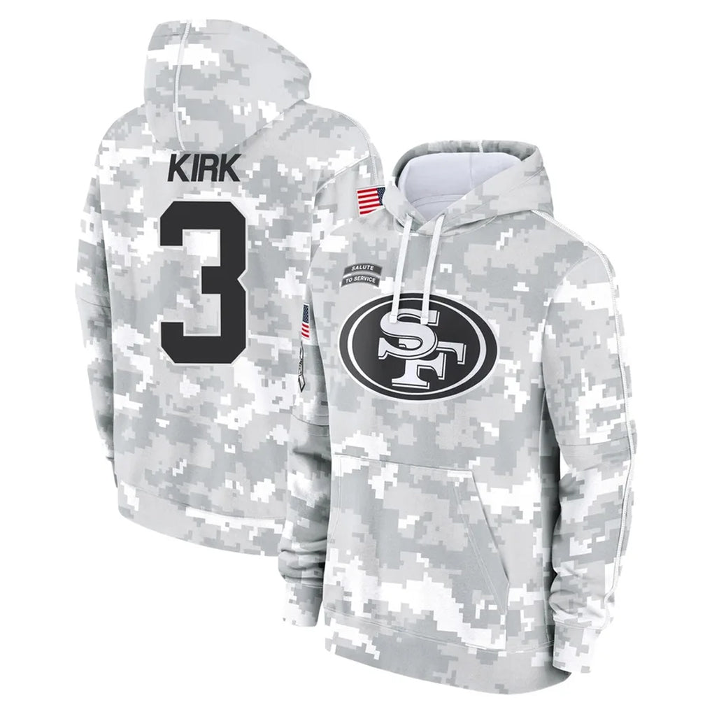Yuxns SF.49ers #3 Christian Kirk Player Arctic Camo Limited Salute to Service Pullover Hoodies Game Stitched Jerseys