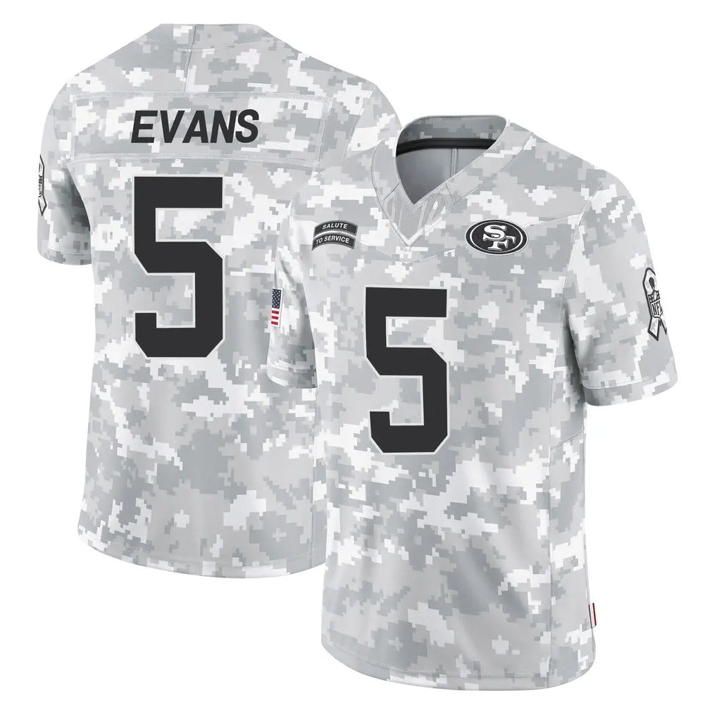 Yuxns SF.49ers #5 Mike Evans Player Arctic Camo Limited Salute To Service Home Game Stitched Jerseys