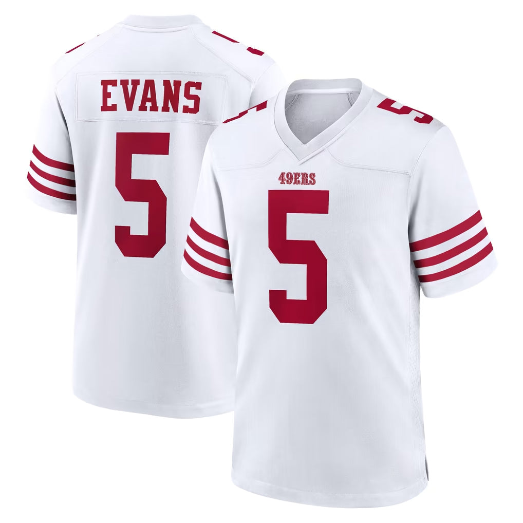 Yuxns SF.49ers #5 Mike Evans Player White Game Home Stitched Jerseys