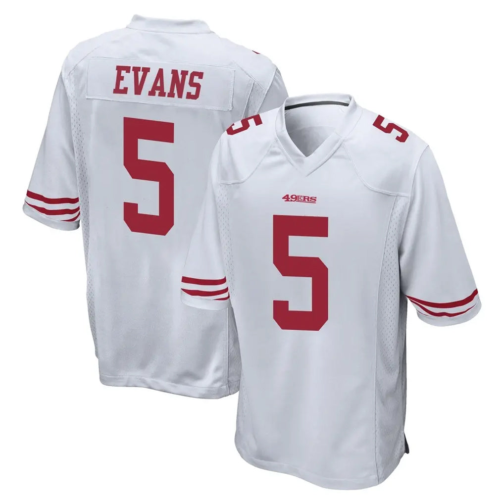 Yuxns SF.49ers #5 Mike Evans Player White Home Game Stitched Jerseys