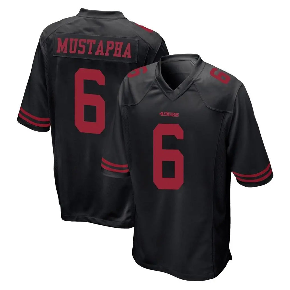 Yuxns SF.49ers #6 Malik Mustapha Player Black Alternate Home Game Stitched Jerseys