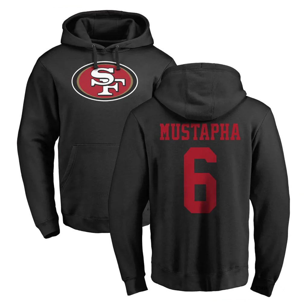 Yuxns SF.49ers #6 Malik Mustapha Player Black LOGO Pullover Hoodies Home Game Stitched Jerseys