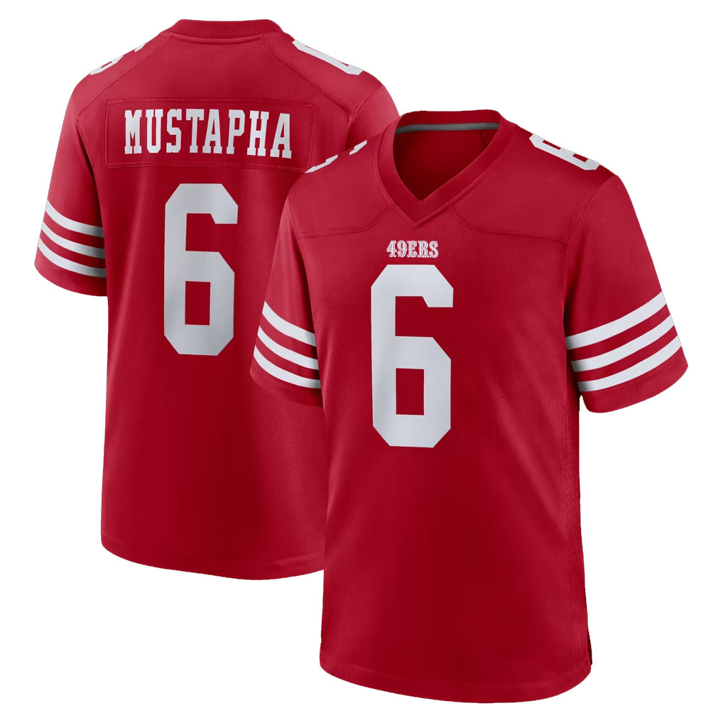 Yuxns SF.49ers #6 Malik Mustapha Player Red Game Home Stitched Jerseys