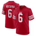Yuxns SF.49ers #6 Malik Mustapha Player Red Game Home Stitched Jerseys
