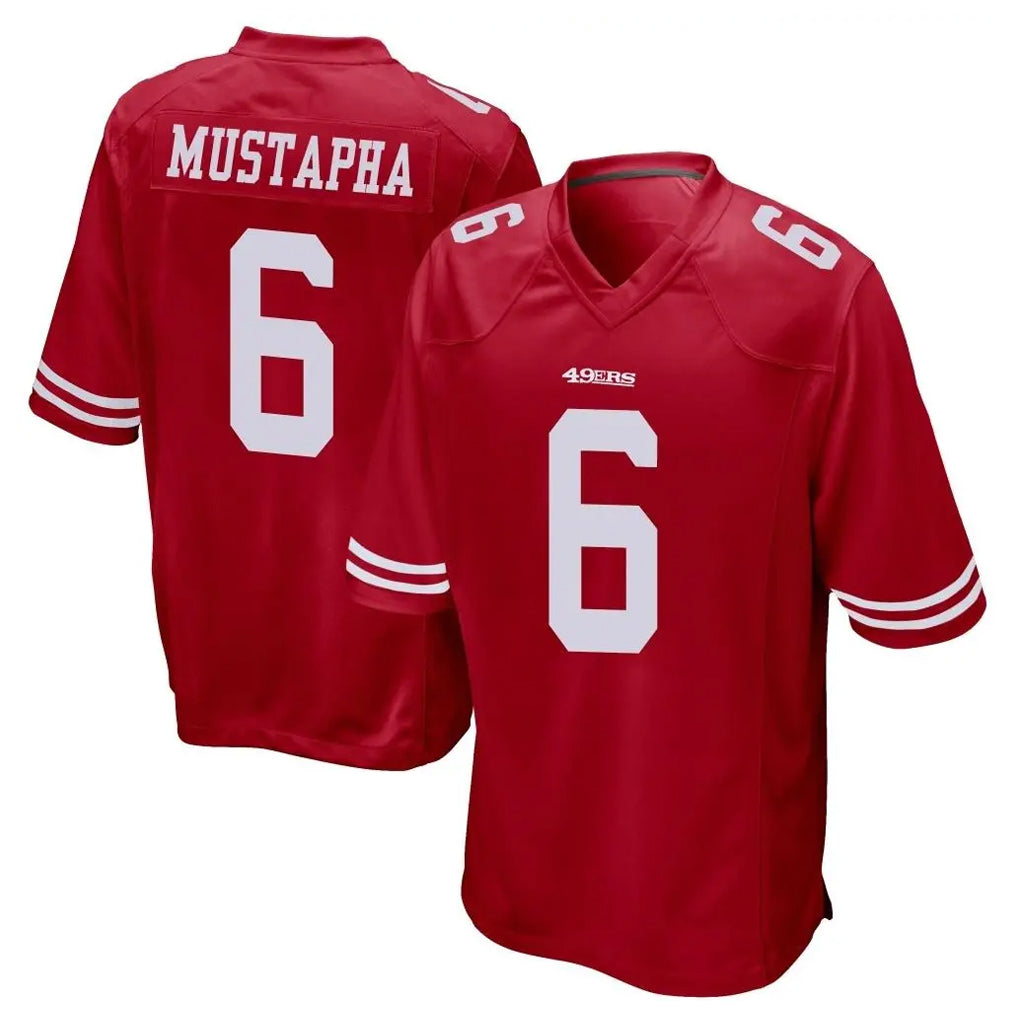 Yuxns SF.49ers #6 Malik Mustapha Player Red Home Game Stitched Jerseys