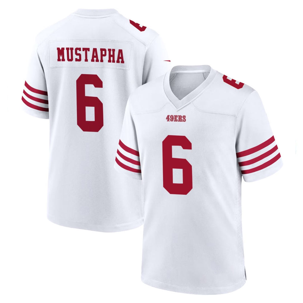 Yuxns SF.49ers #6 Malik Mustapha Player White Game Home Stitched Jerseys