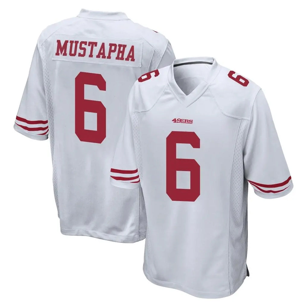 Yuxns SF.49ers #6 Malik Mustapha Player White Home Game Stitched Jerseys