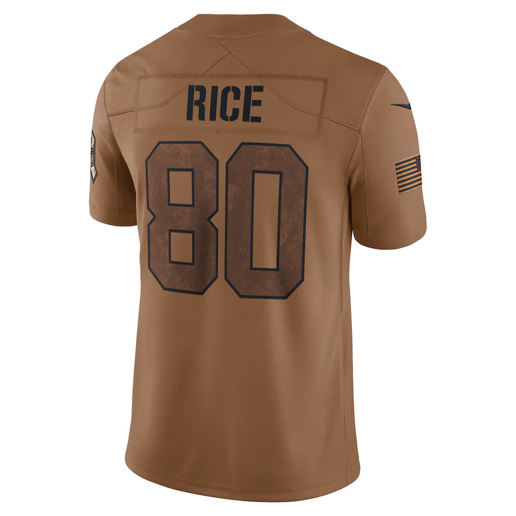 Yuxns SF.49ers #80 Jerry Rice Player Brown Salute To Service Limited Stitched Jerseys