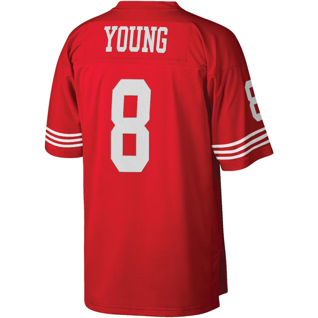 Yuxns SF.49ers #8 Steve Young Mitchell & Ness Scarlet Legacy Replica Stitched Jerseys