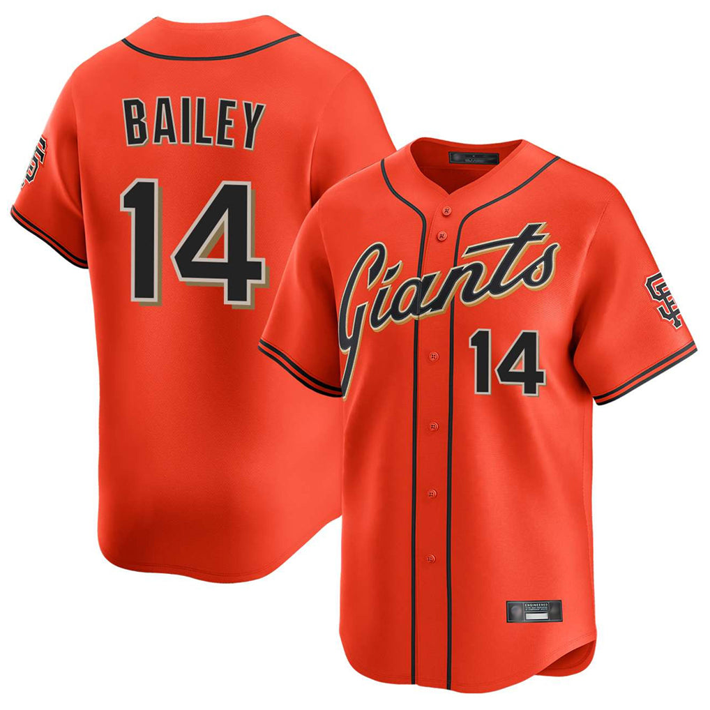 Yuxns SF.Giants #14 Patrick Bailey Player Orange Home Limited Stitched Jerseys