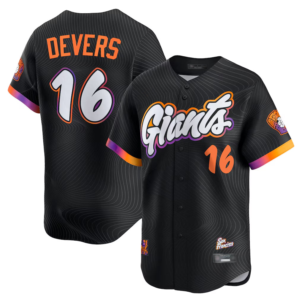 Yuxns SF.Giants #16 Rafael Devers Player Black 2025 City Connect Home Limited Stitched Jerseys