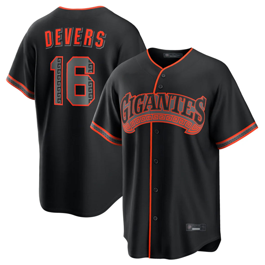 Yuxns SF.Giants #16 Rafael Devers Player Black Alternate Limited Stitched Jerseys