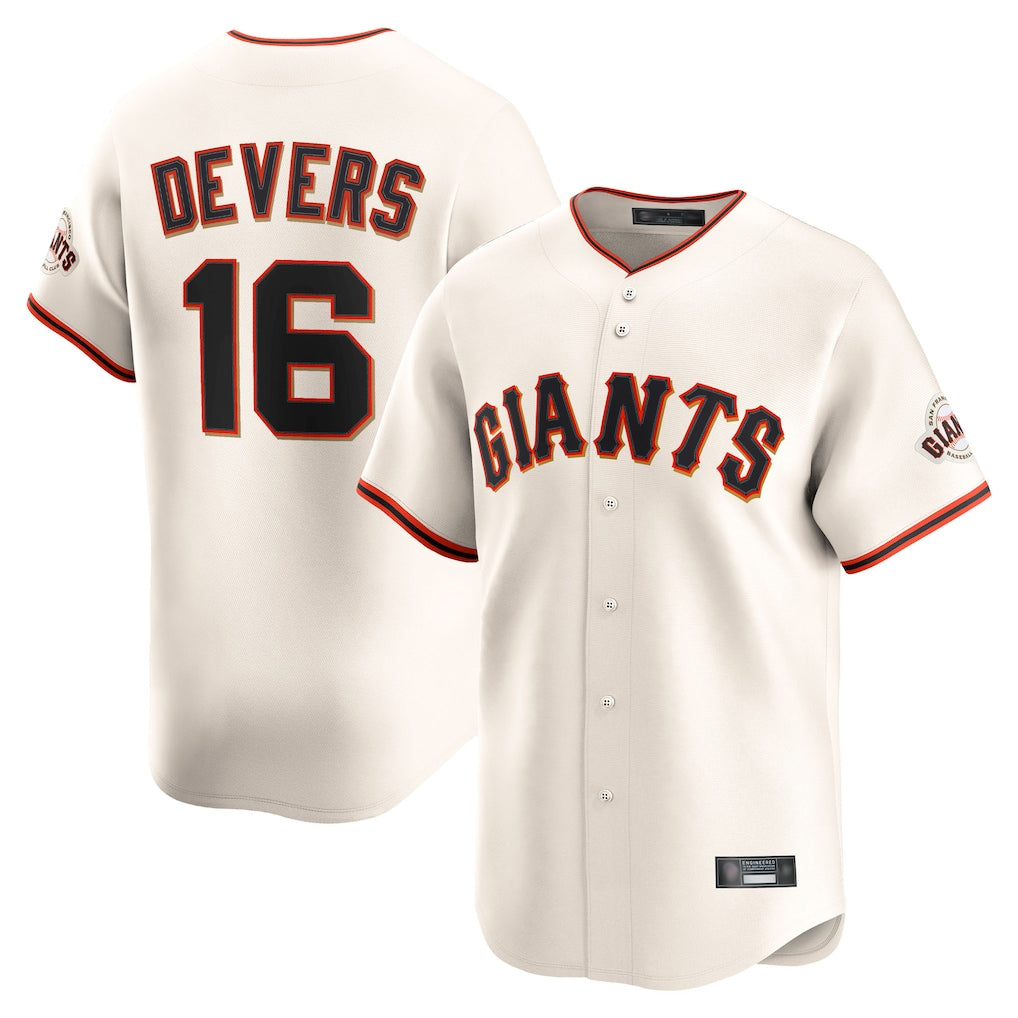 Yuxns SF.Giants #16 Rafael Devers Player Cream Home Limited Stitched Jerseys