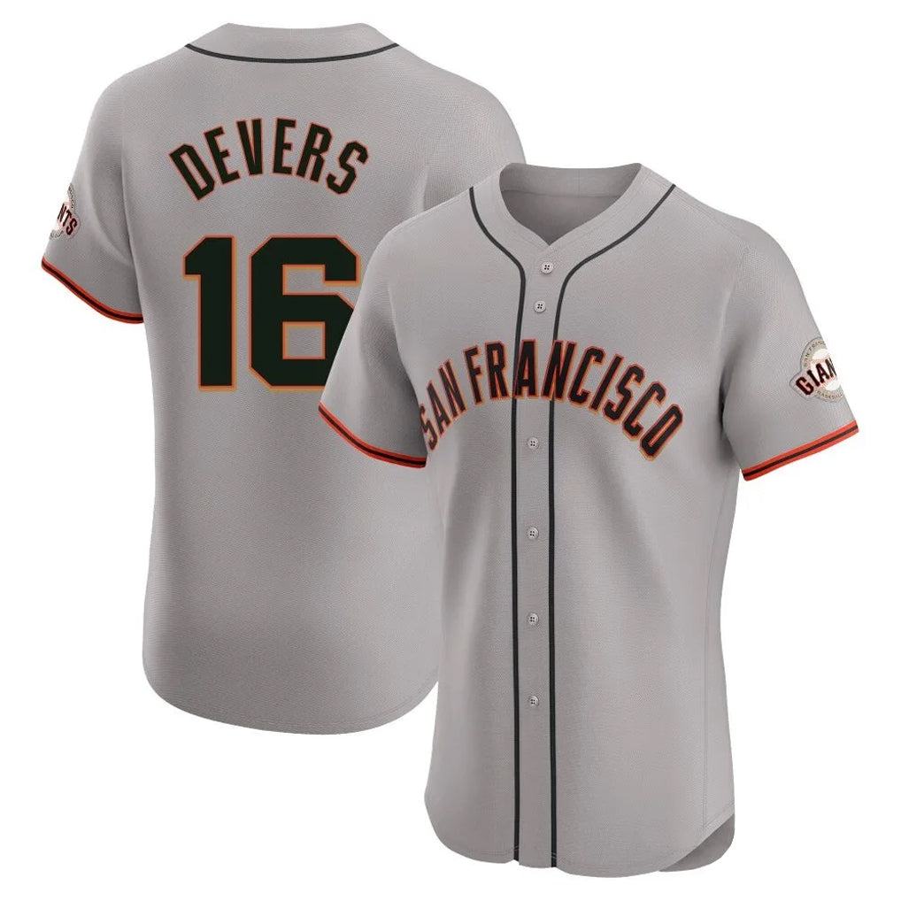 Yuxns SF.Giants #16 Rafael Devers Player Gray Home Limited Elite Stitched Jerseys