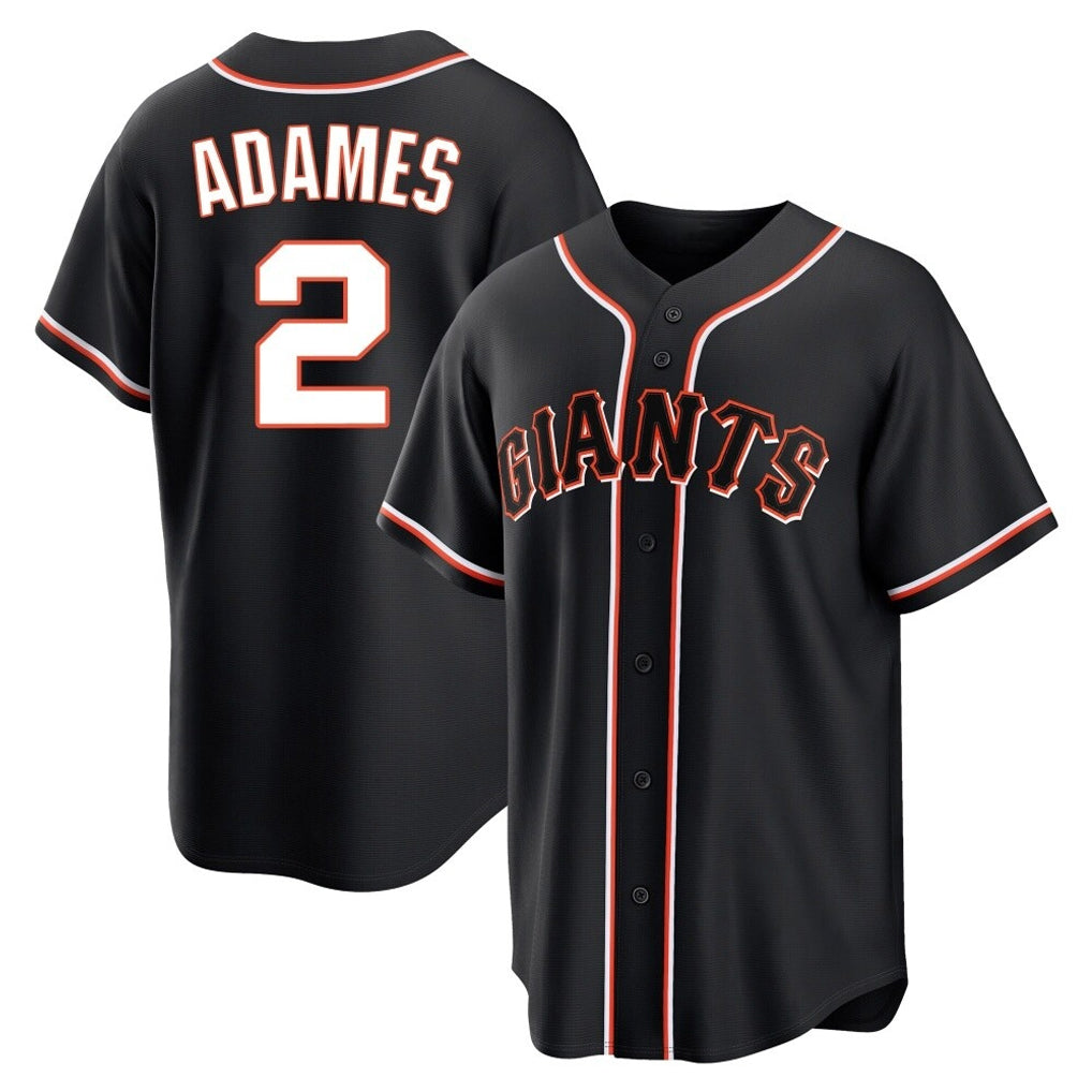 Yuxns SF.Giants #2 Willy Adames Player Black Fashion Out Home Limited Stitched Jerseys