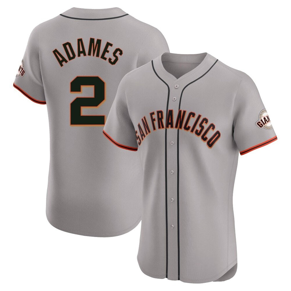 Yuxns SF.Giants #2 Willy Adames Player Gray Home Limited Elite Stitched Jerseys