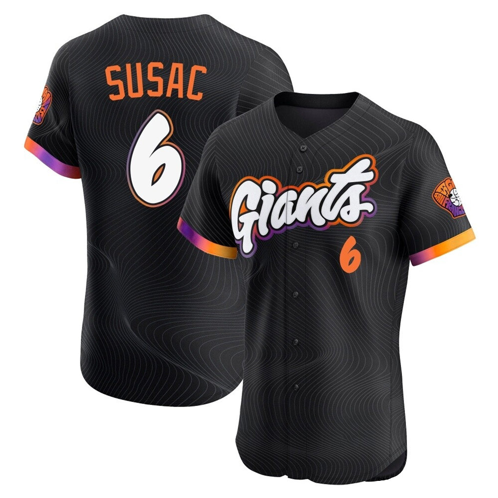 Yuxns SF.Giants #6 Daniel Susac Player Black 2025 City Connect Home Limited Elite Stitched Jerseys