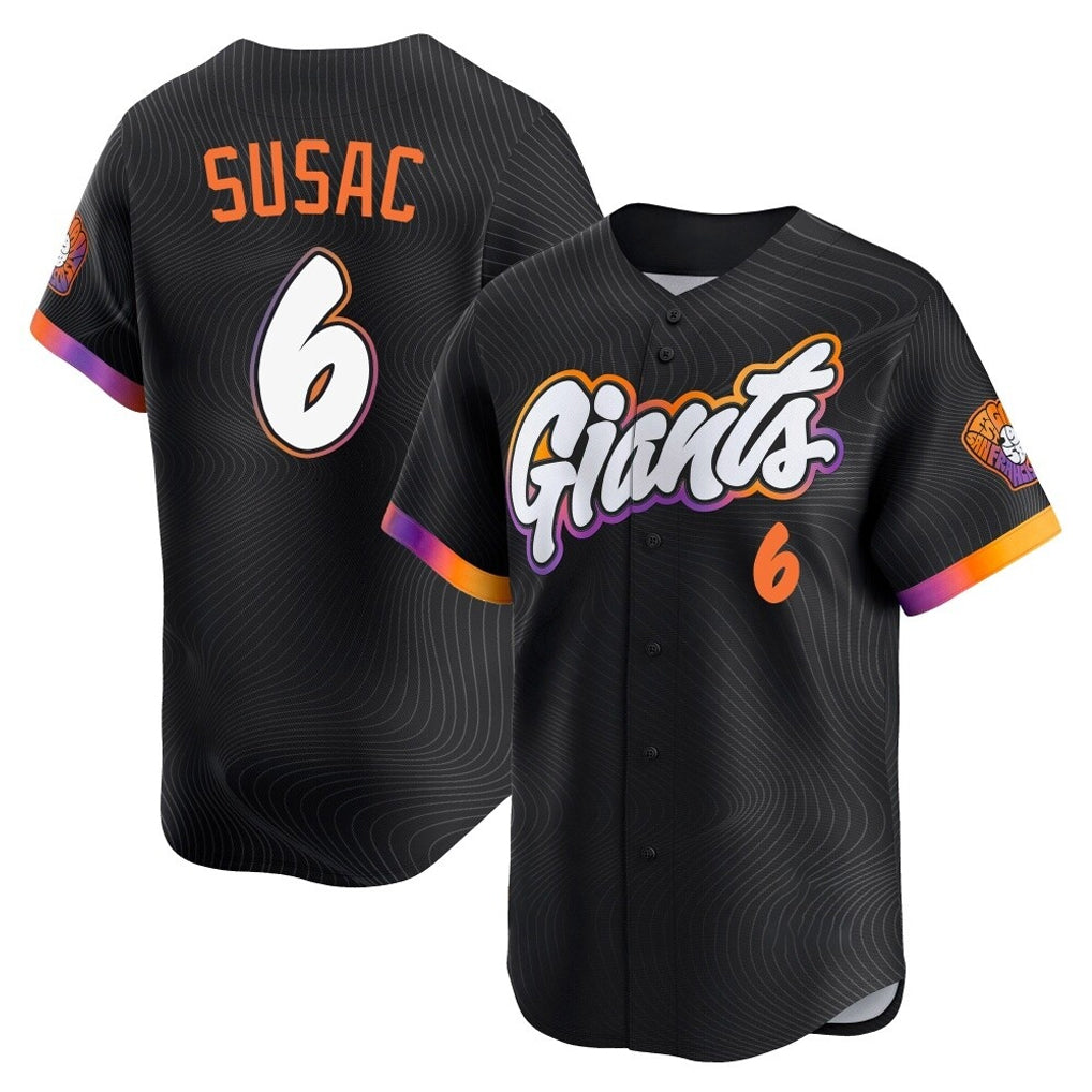 Yuxns SF.Giants #6 Daniel Susac Player Black 2025 City Connect Home Limited Stitched Jerseys