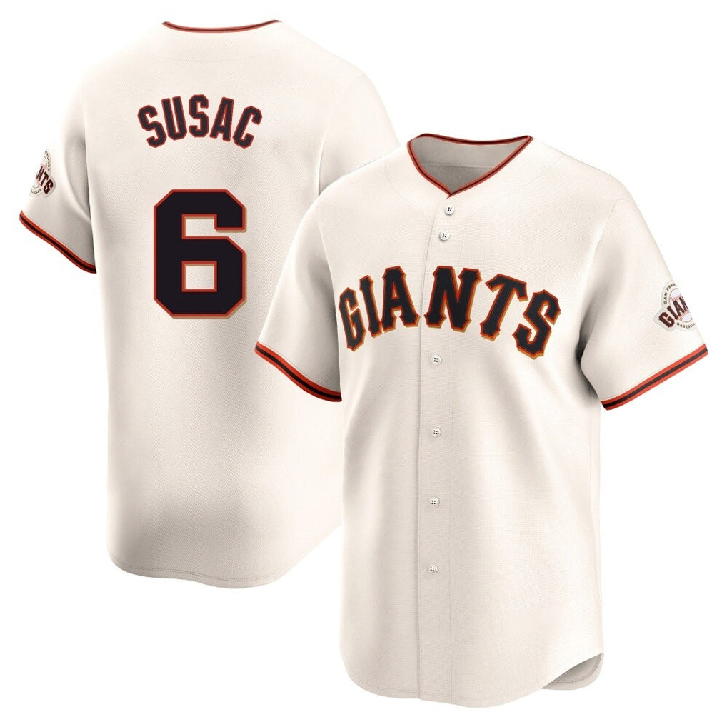 Yuxns SF.Giants #6 Daniel Susac Player Cream Home Limited Stitched Jerseys
