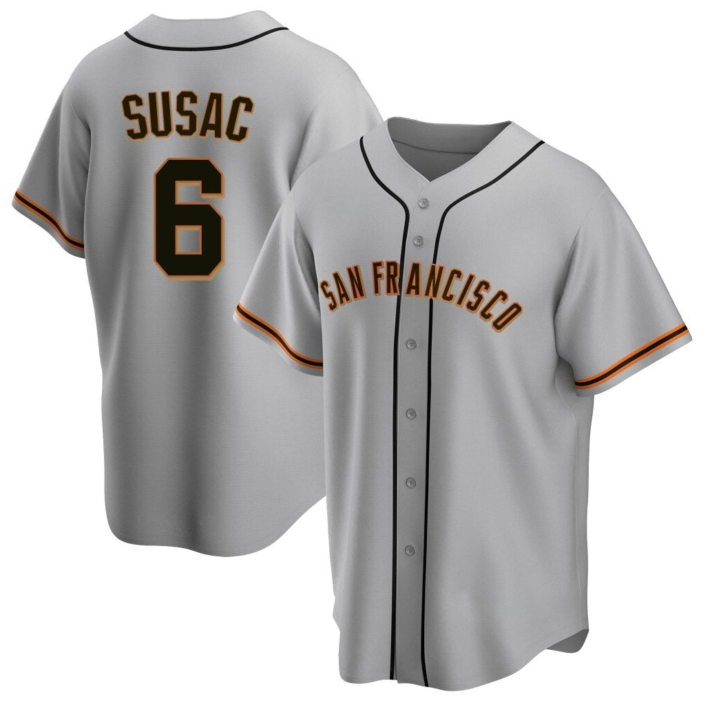 Yuxns SF.Giants #6 Daniel Susac Player Gray Home Game Stitched Jerseys