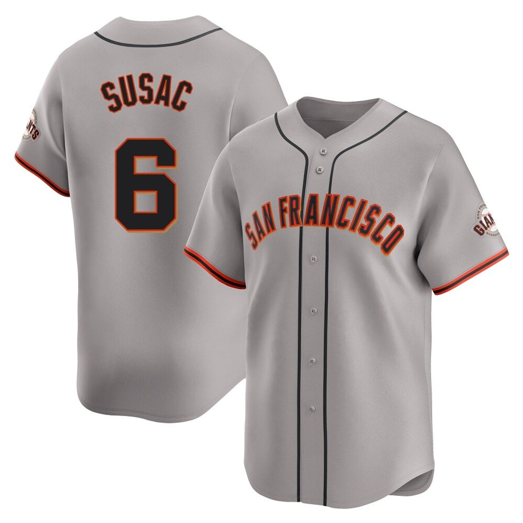 Yuxns SF.Giants #6 Daniel Susac Player Gray Home Limited Stitched Jerseys