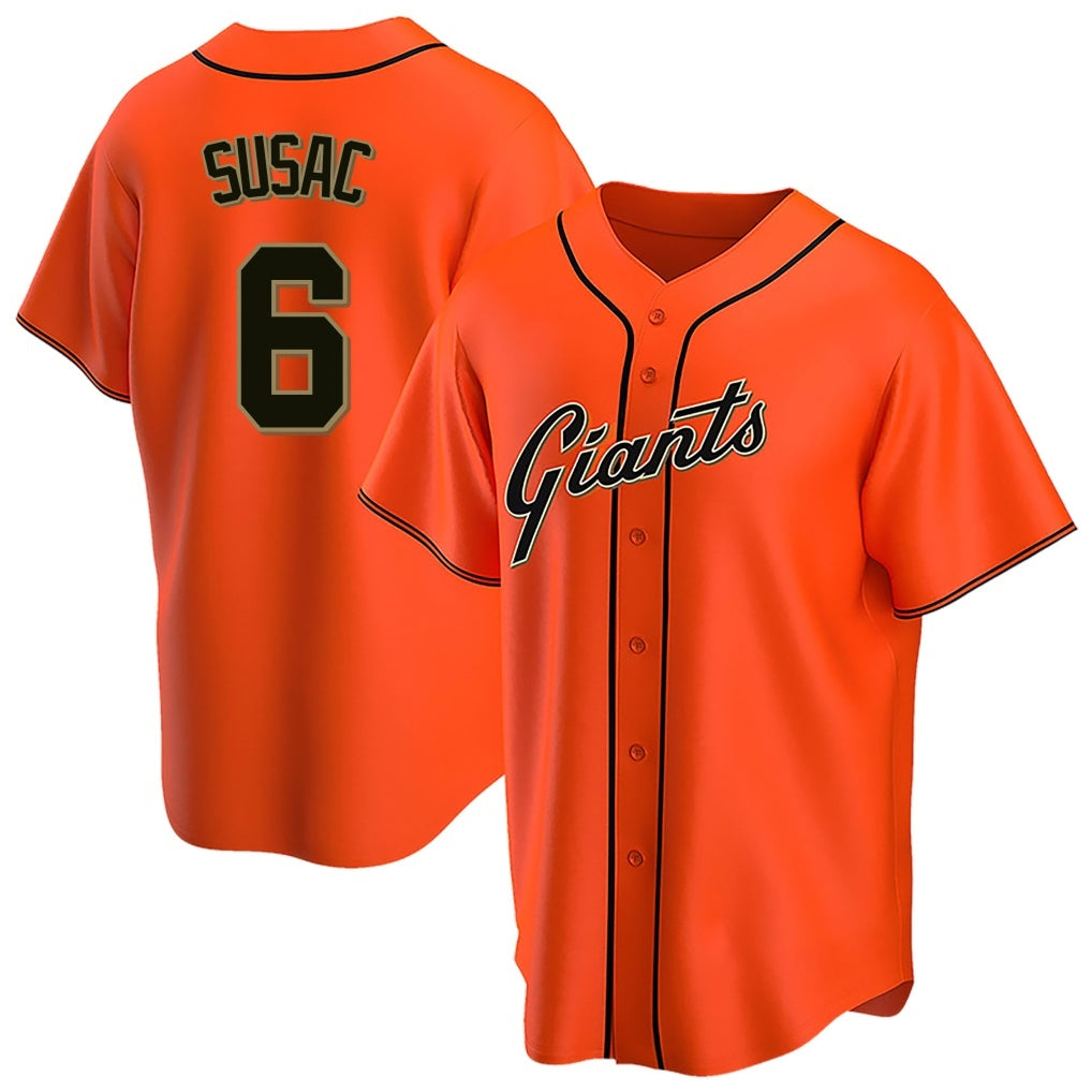 Yuxns SF.Giants #6 Daniel Susac Player Orange Home Game Stitched Jerseys
