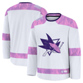Yuxns SJ.Sharks White 2024 Hockey Fights Cancer Practice Jerseys