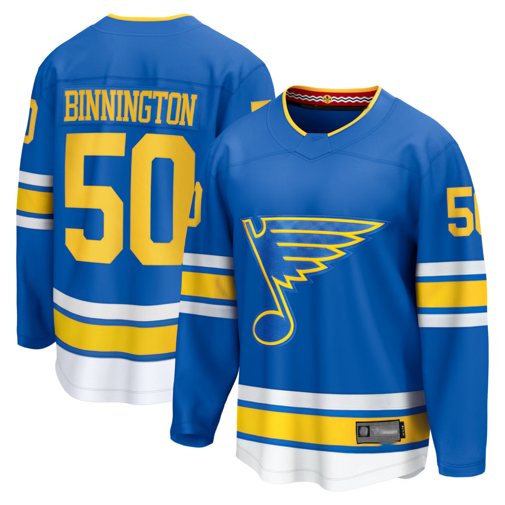 Yuxns SL.Blues #50 Jordan Binnington Blue Home Breakaway Player Jerseys