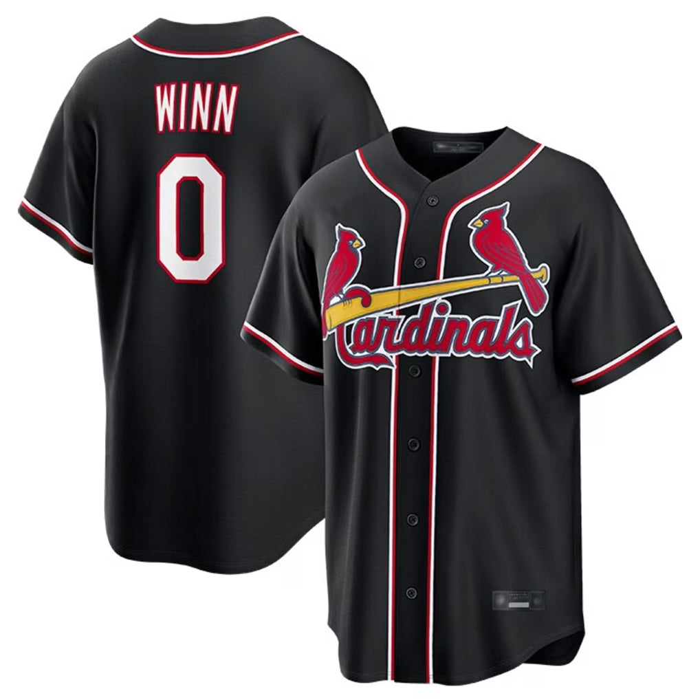 Yuxns St. Louis Cardinals #0 Masyn Winn Player Black Carbon Fashio Game Stitched Jerseys