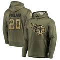 Yuxns T.Titans #20 Tony Pollard Player Camo Salute To Service Hoodies Olive Stitched Jerseys