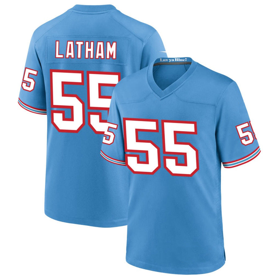 Yuxns T.Titans #55 JC Latham Player Blue Throwback Alternate Game Stitched Jerseys