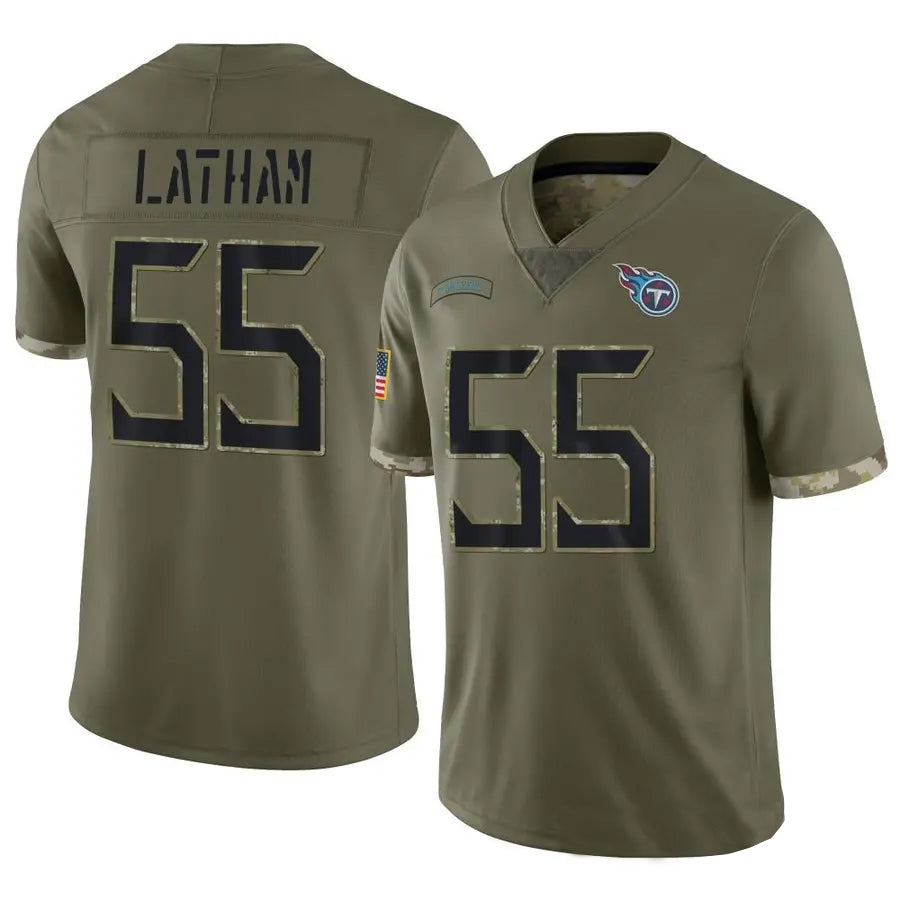 Yuxns T.Titans #55 JC Latham Player Olive Salute To Service Limited Stitched Jerseys