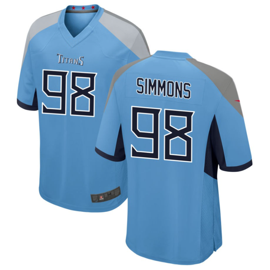 Yuxns T.Titans #98 Jeffery Simmons Player Light Blue Game American Stitched Jerseys