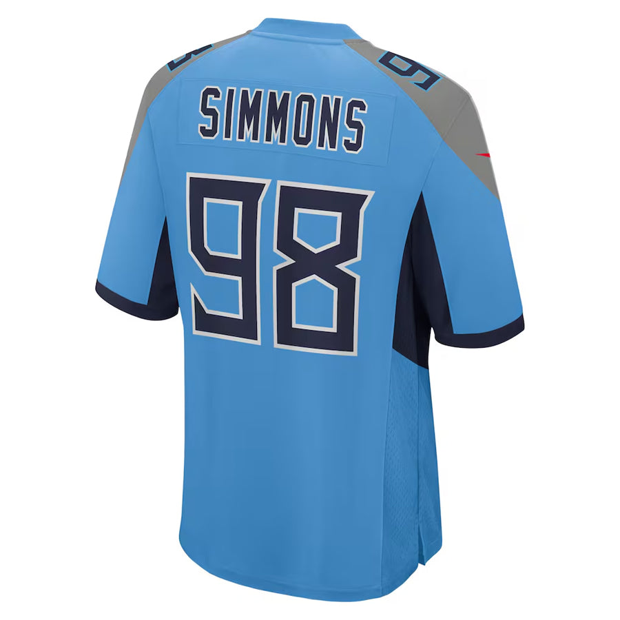 Yuxns T.Titans #98 Jeffery Simmons Player Light Blue Home Game Stitched Jerseys