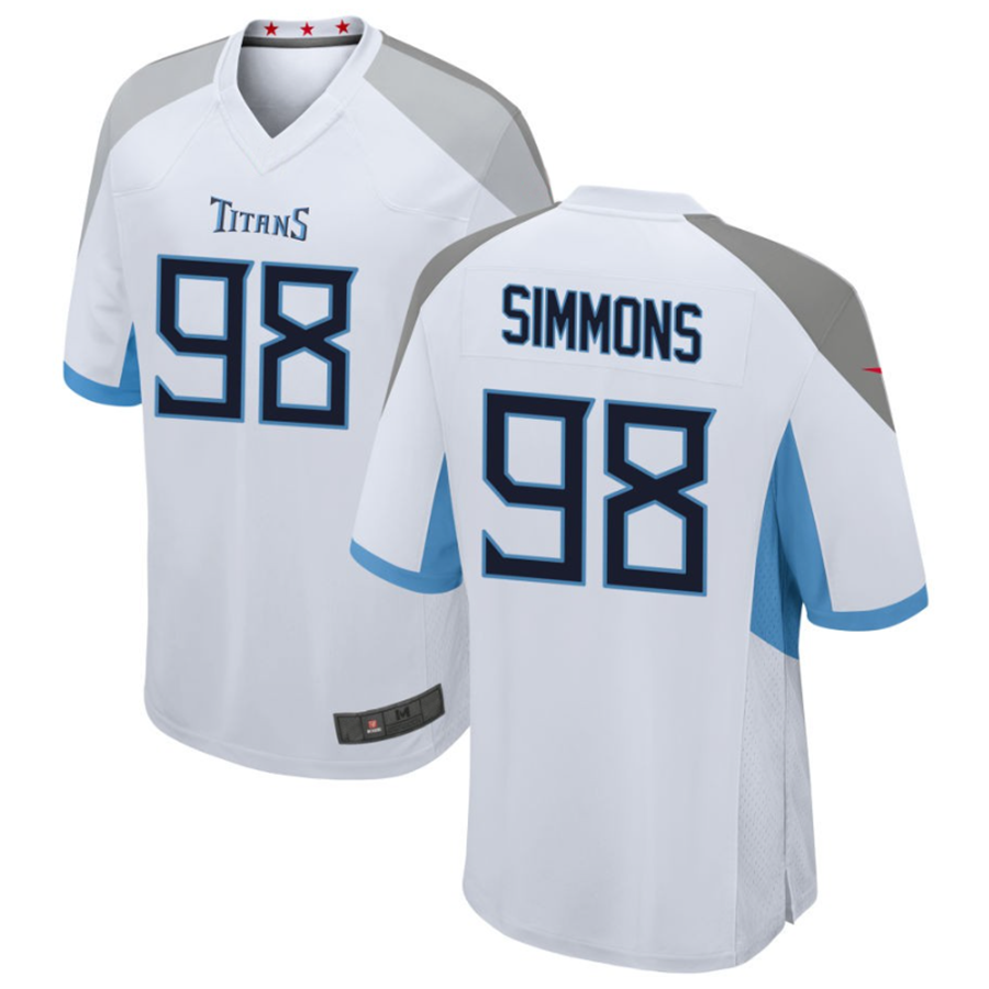 Yuxns T.Titans #98 Jeffery Simmons White Player Game Jersey American Stitched Stitched Jerseys