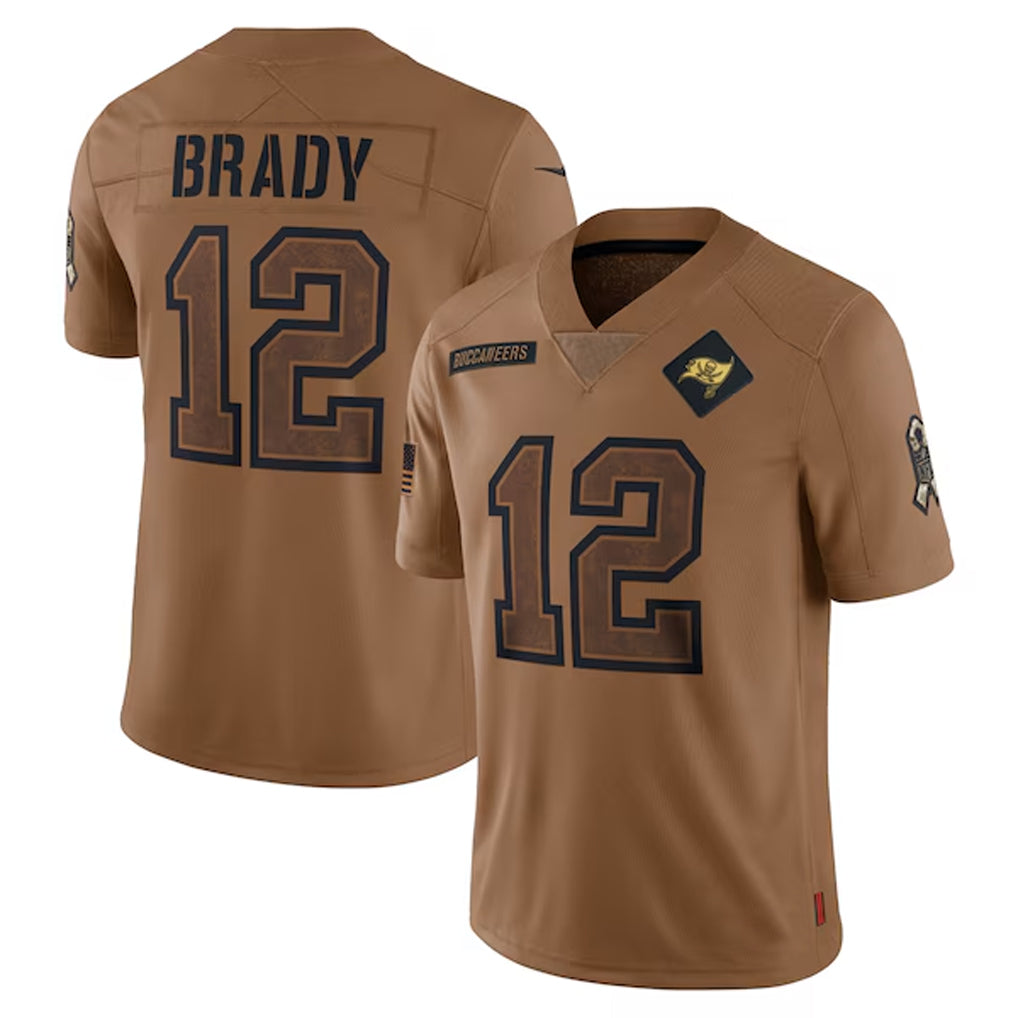 Yuxns TB.Buccaneers #12 Tom Brady Player Brown Salute To Service Limited Stitched Jerseys