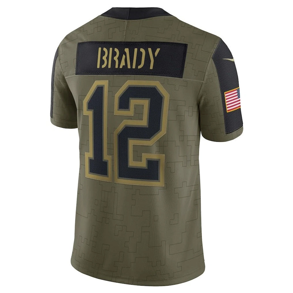 Yuxns TB.Buccaneers #12 Tom Brady Player Olive Salute To Service Stitched Jerseys